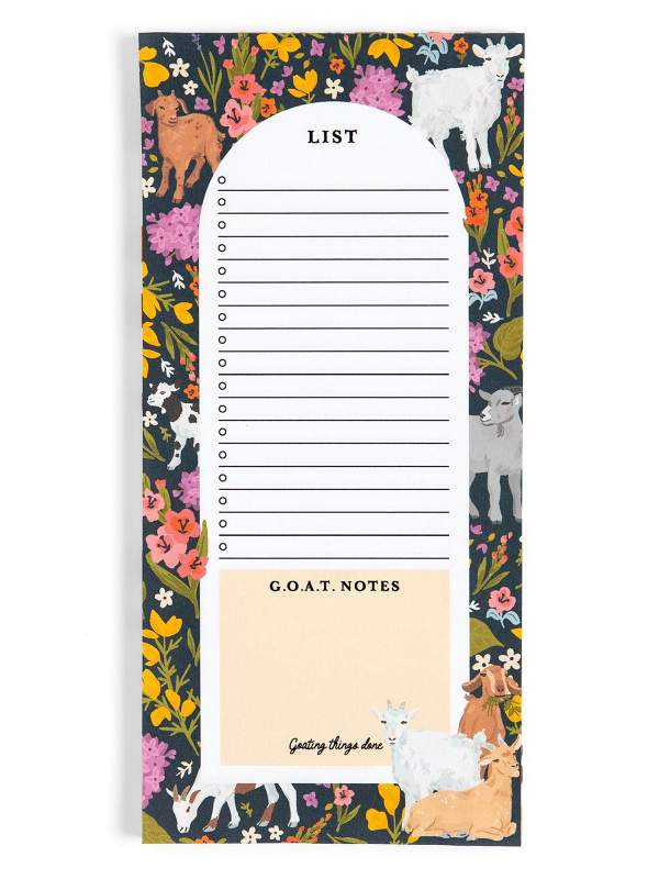 Goat Folk Floral 4×8.5 Market List Notepad, 1 of 7