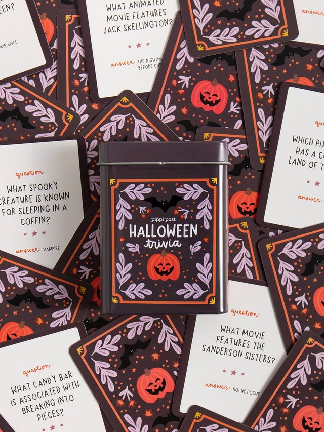 Halloween Trivia Game - Deck of Cards + Storage Tin, 3 of 4