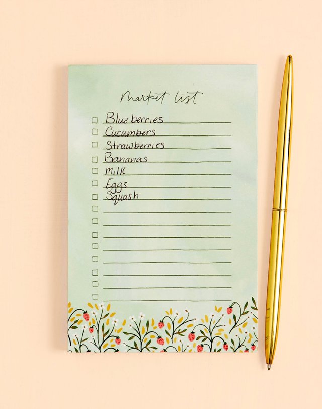 Strawberry Meadow Market List 4×6 Notepad, 1 of 2