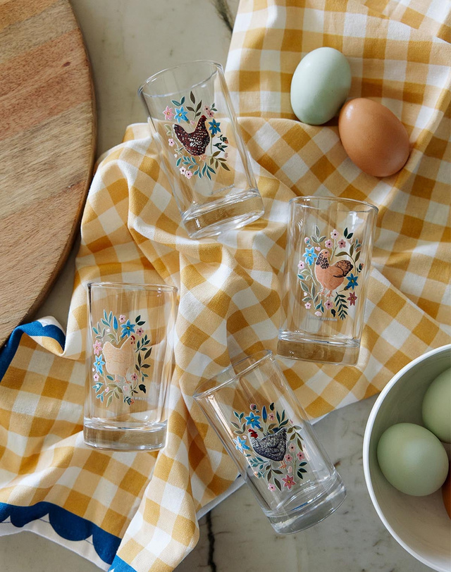 Barred Rock Chicken Folk Floral Mini Juice Glass, 2 of 3
