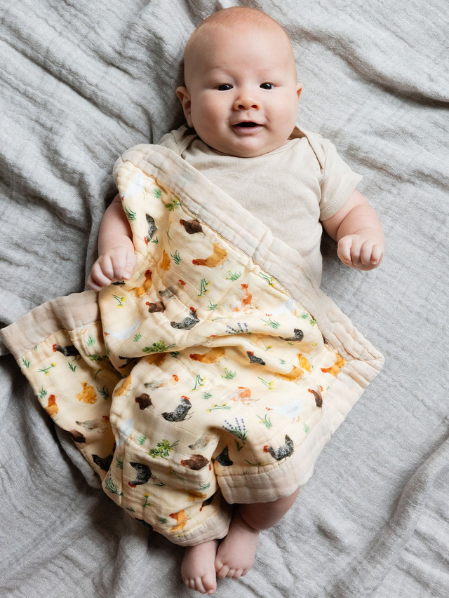Chicken Meadows Baby Lovey Muslin Blanket, 1 of 7