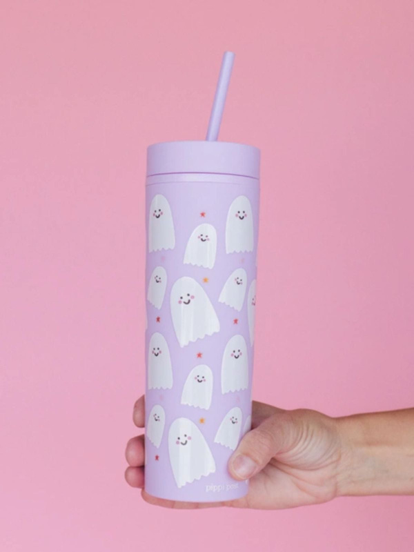 Halloween Ghosts 16oz Skinny Acrylic Tumbler - Lilac, 1 of 2