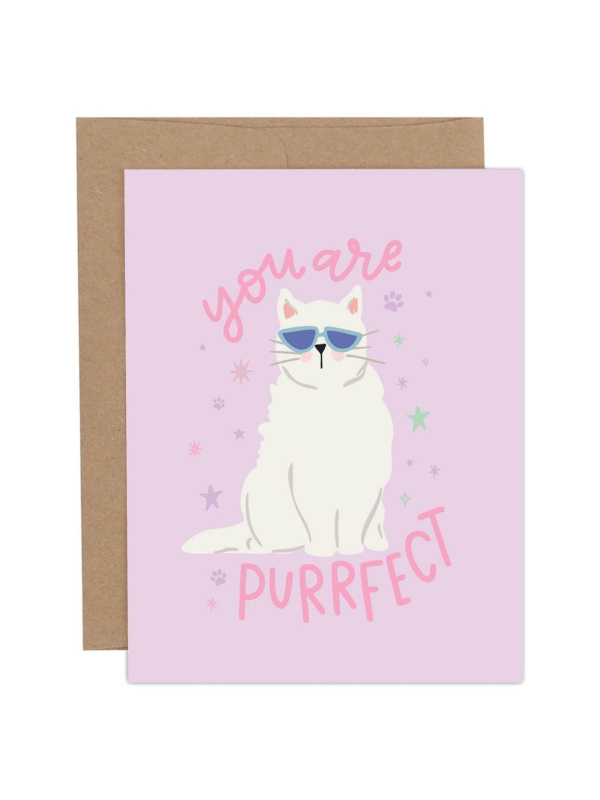 You Are Purrfect Cat Friendship + Love Greeting Card, 1 of 1