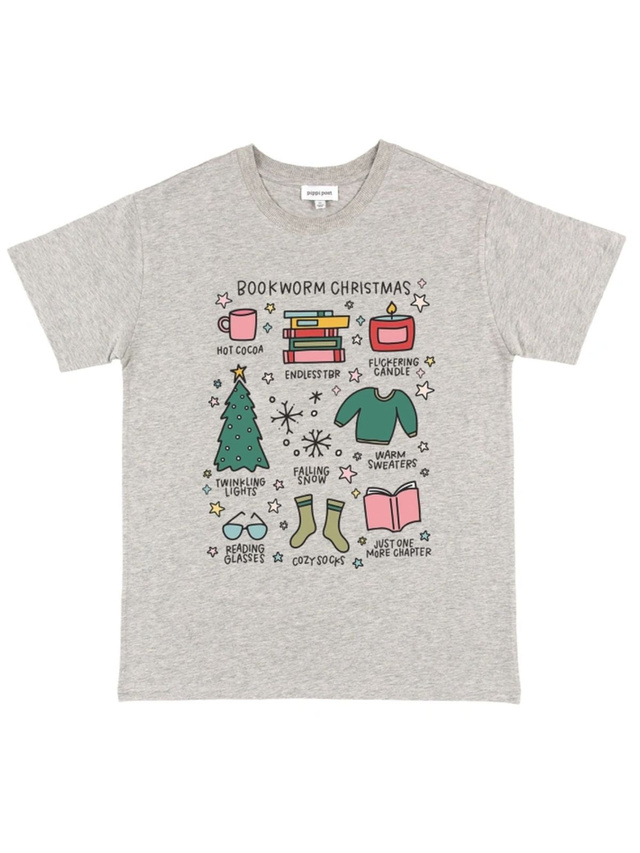 Bookworm Christmas Tee - Granite, 3 of 3