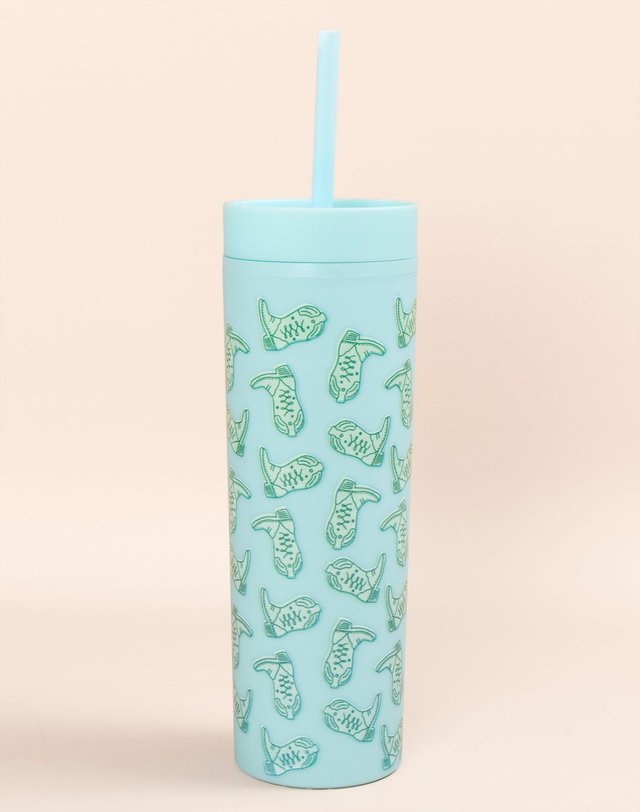 Western Cowgirl Boots Acrylic Tumbler - Mint, 1 of 1