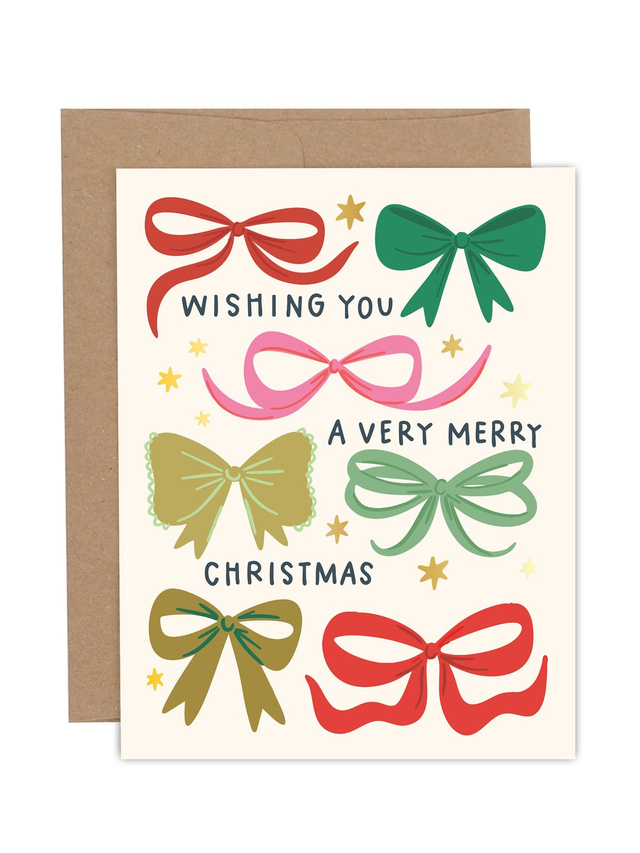 A Very Merry Christmas Bows Greeting Card, 1 of 1