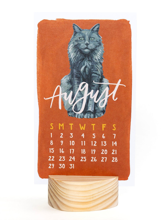 Feline Friends Cats 2027 Mini Desk Calendar + Wooden Block, 4 of 7