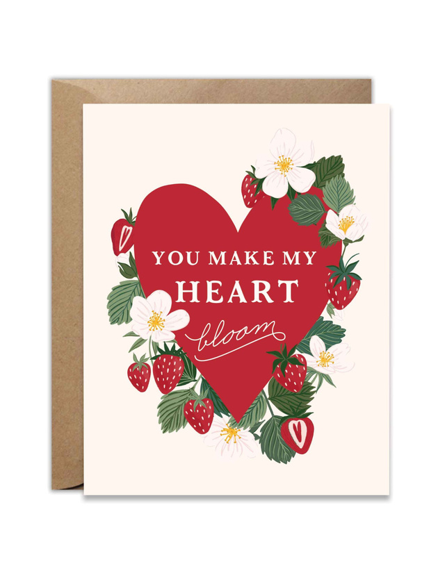You Make My Heart Bloom Strawberry Greeting Card, 1 of 2