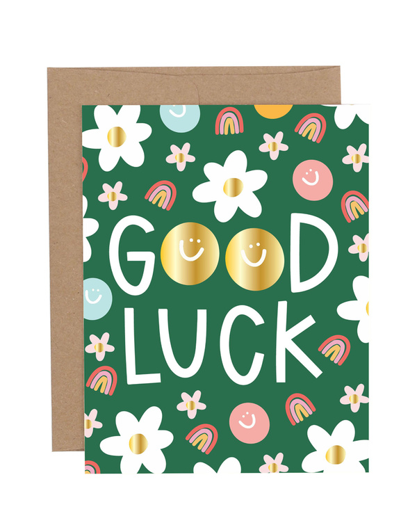 Good Luck Smiley Face Greeting Card, 1 of 1