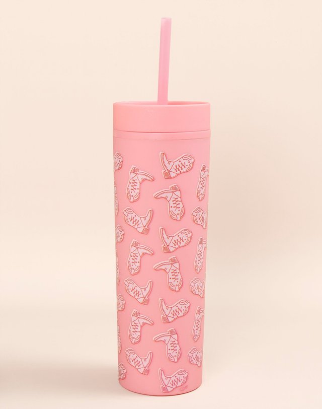 Western Cowgirl Boots Acrylic Tumbler - Pink, 1 of 1