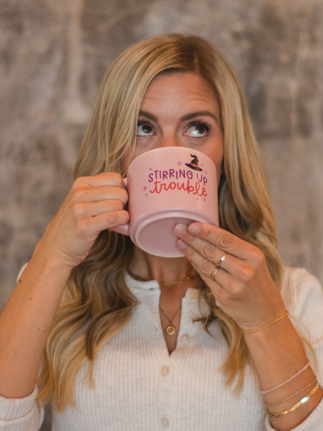 Stirring Up Trouble Halloween Witch Large Ceramic Coffee Mug, 2 of 5