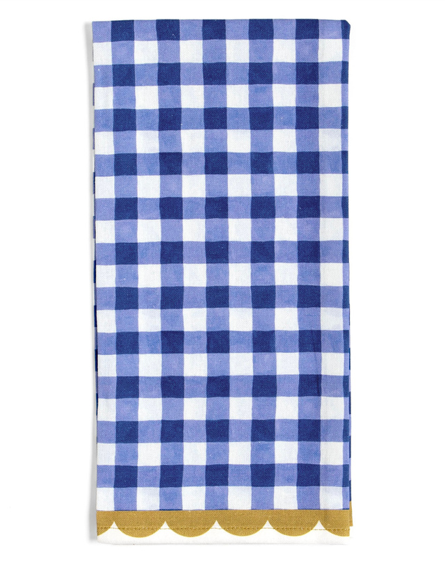 Blue Gingham Scalloped Tea Towel, 1 of 1