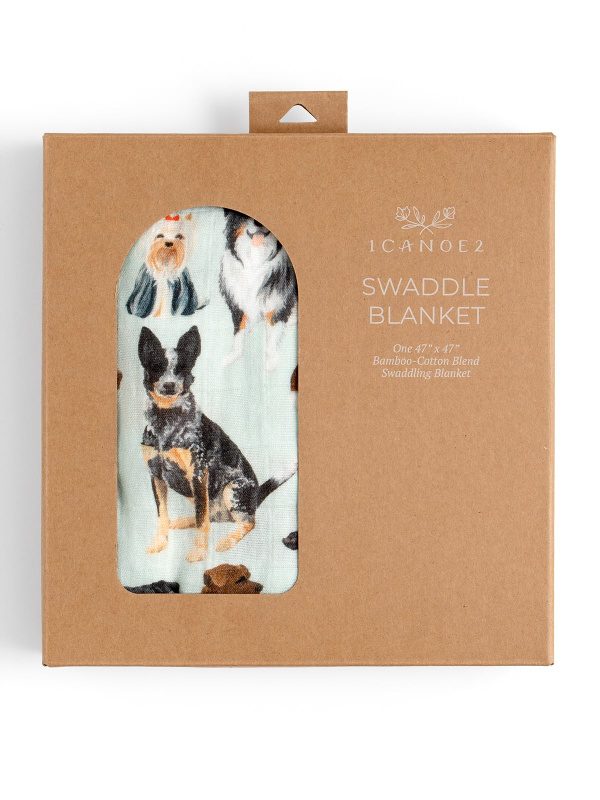 Furry Friends Dogs Muslin Baby Swaddle Blanket, 2 of 2