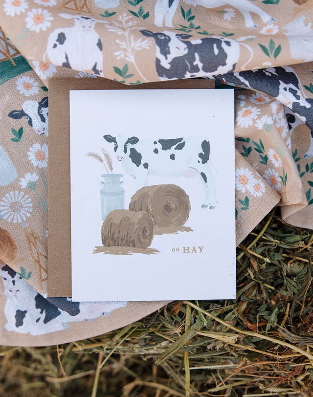 Oh Hay Cow Everyday Greeting Card, 2 of 2
