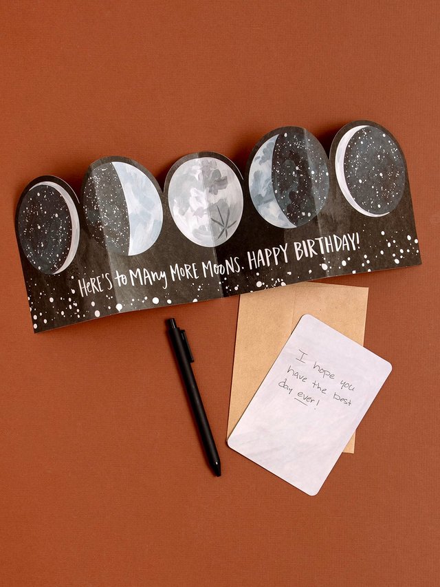 Many Moons Birthday Accordion Greeting Card, 1 of 3