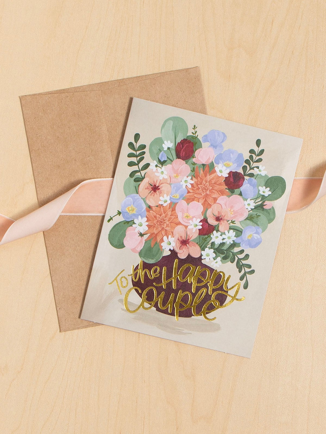 To The Happy Couple Wedding Engagement Floral Greeting Card, 2 of 2