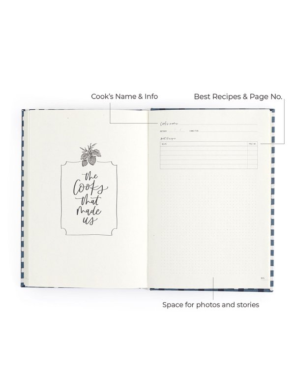 Navy Gingham Heirloom Recipe Book, 5 of 14