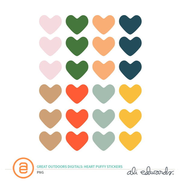 The Great Outdoors Digital Heart Puffy Stickers, 1 of 1