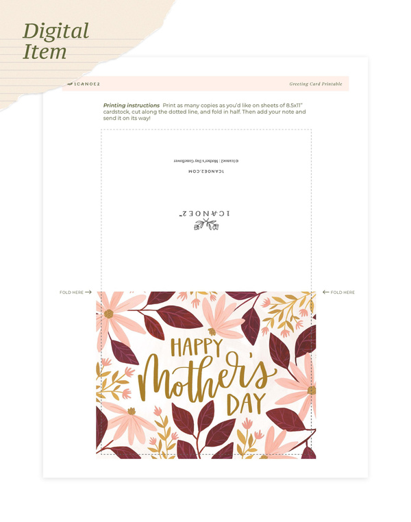 Digital Printable Mother’s Day Coneflower Greeting Card, 1 of 1