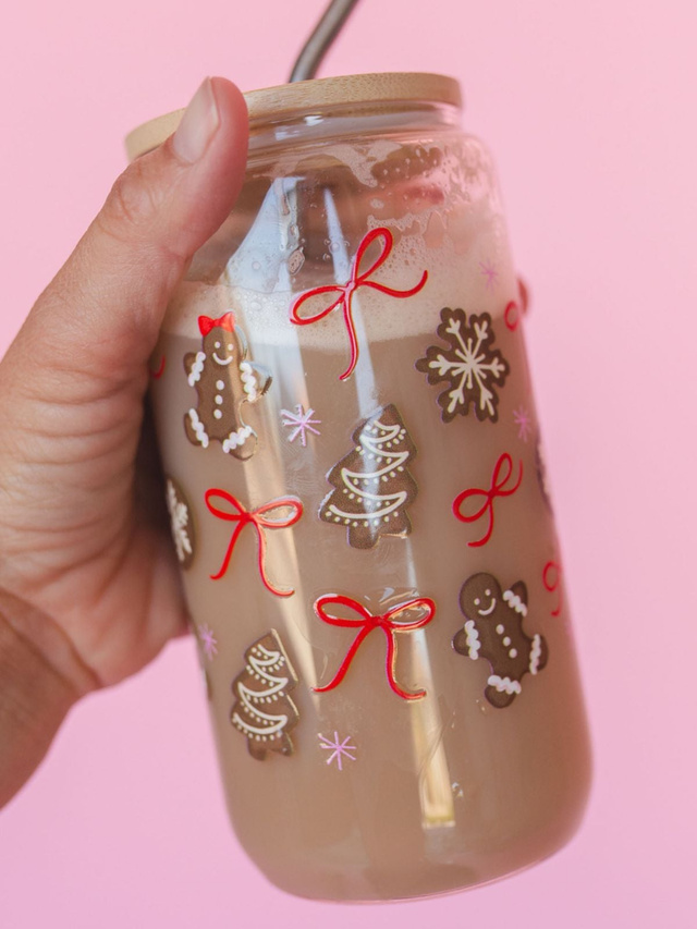 Gingerbread Cookies Christmas Glass Can, 2 of 3
