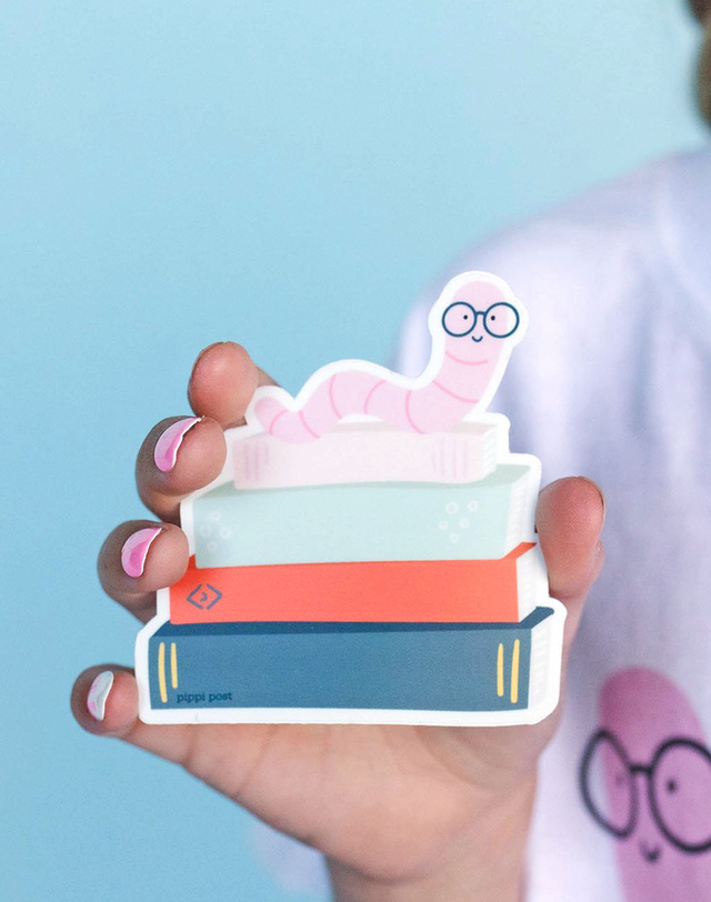 Bookworm Decal Sticker, 4 of 4