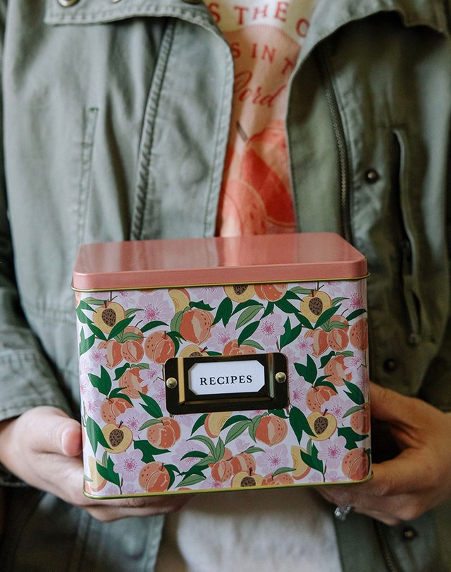 Peach Blossom Tin Recipe Card Box, 4 of 6