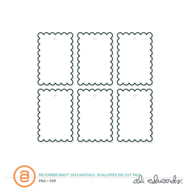 December Daily® 2024 Digital Scalloped Die Cut Tags, 1 of 1