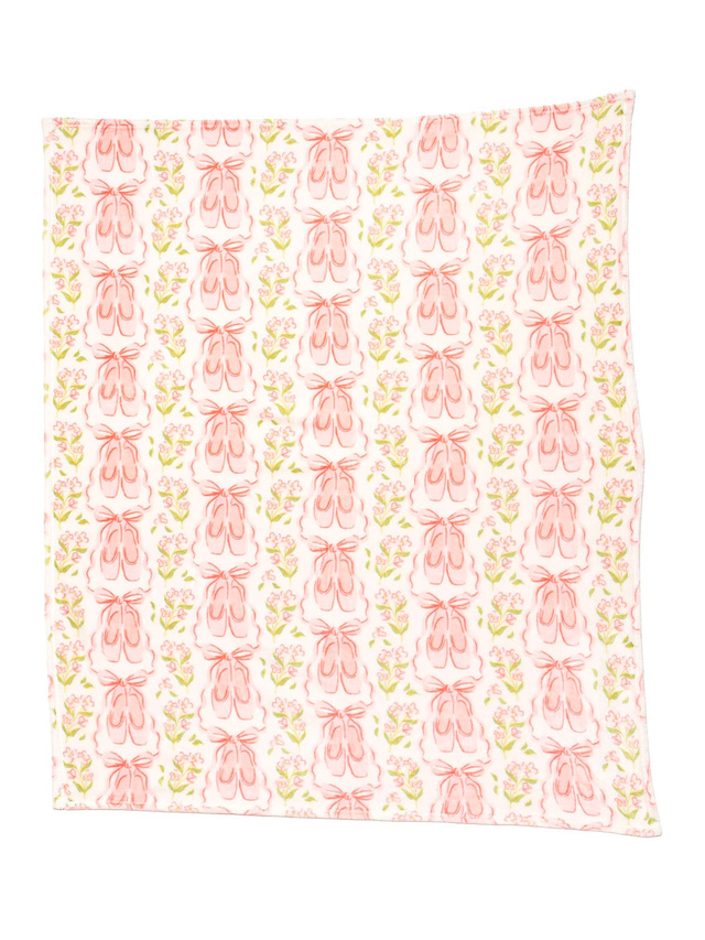 Pink Ballet Slippers & Florals Fleece Throw Blanket, 7 of 7