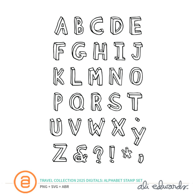 Travel Collection 2025 Alphabet Digital Stamp Set, 1 of 1