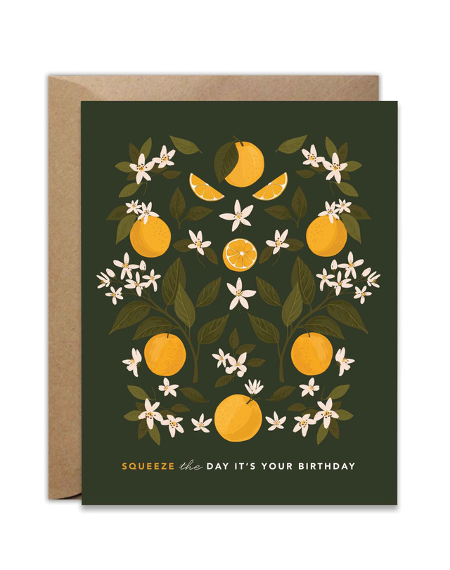 Squeeze The Day It's Your Birthday Orange Greeting Card, 1 of 2
