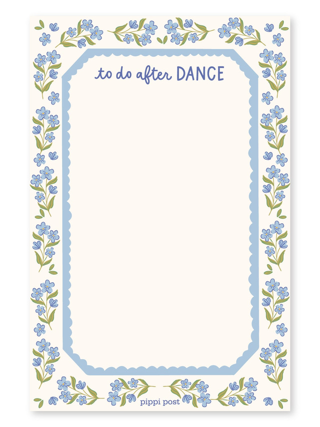 To Do After Dance Blue Floral 4×6 Notepad, 3 of 3