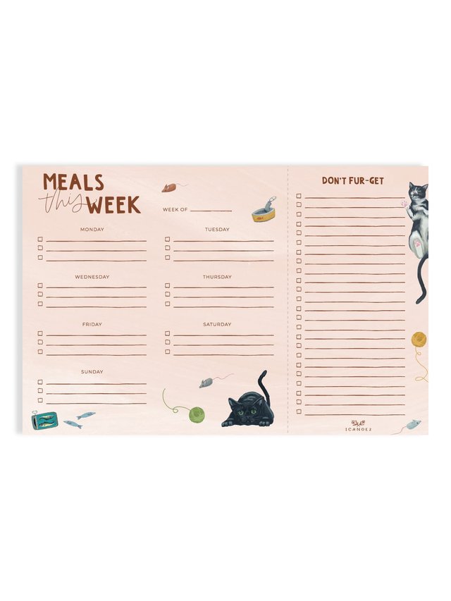Meals This Week Cats 8×12 Menu Market Notepad, 2 of 3