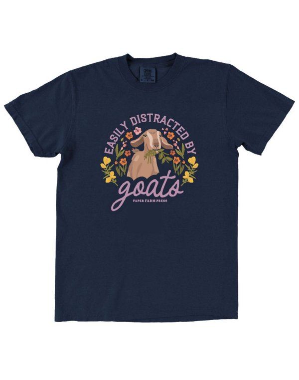 Easily Distracted by Goats Tee - True Navy, 2 of 3