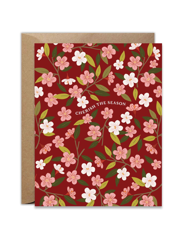 Cherish The Season Floral Greeting Card, 1 of 2