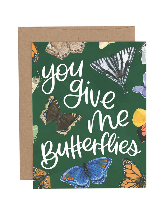 You Give Me Butterflies Anniversary Greeting Card, 1 of 1