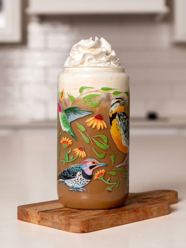 Feathered Friends Birds & Florals Glass Can, 2 of 5