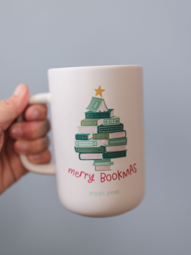 Merry Bookmas Christmas Tree Tall Ceramic Coffee Mug, 2 of 3