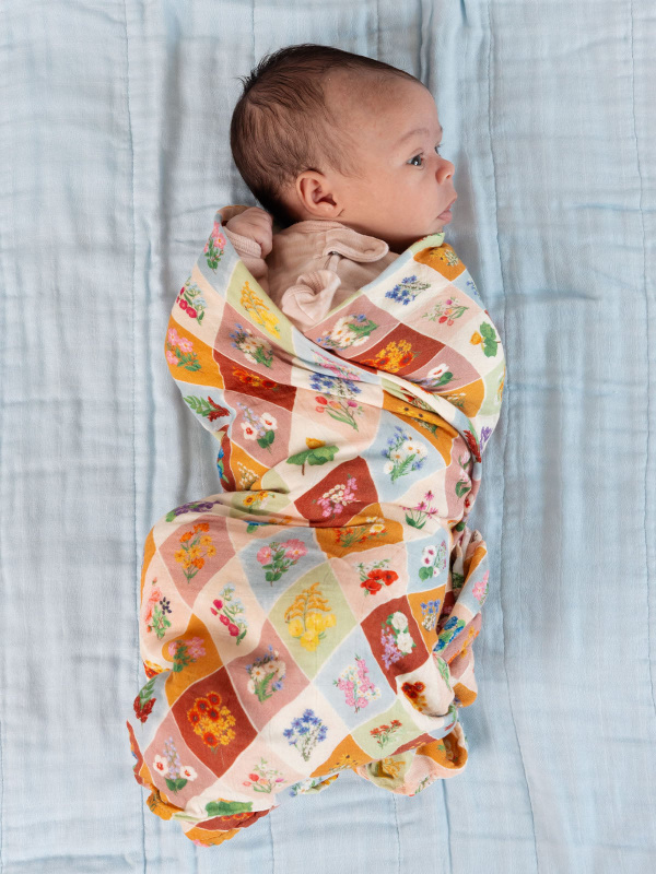 Vintage Blooms Muslin Baby Swaddle Blanket, 1 of 4