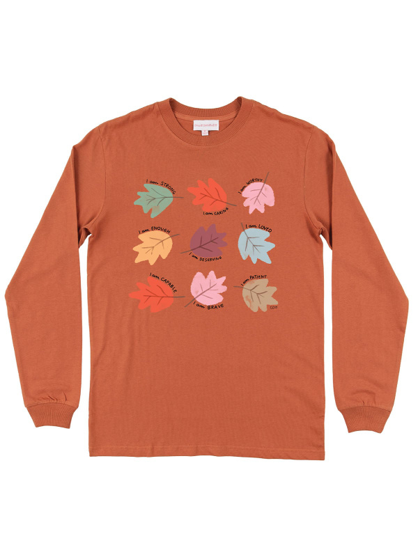 Autumn Leaves Affirmations Long-Sleeve Tee - Yam, 3 of 3