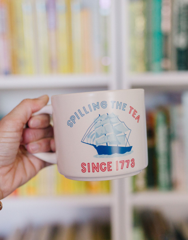 Spilling The Tea Large Ceramic Mug , 1 of 3