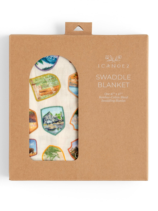 National Park Badges Muslin Baby Swaddle Blanket, 2 of 2