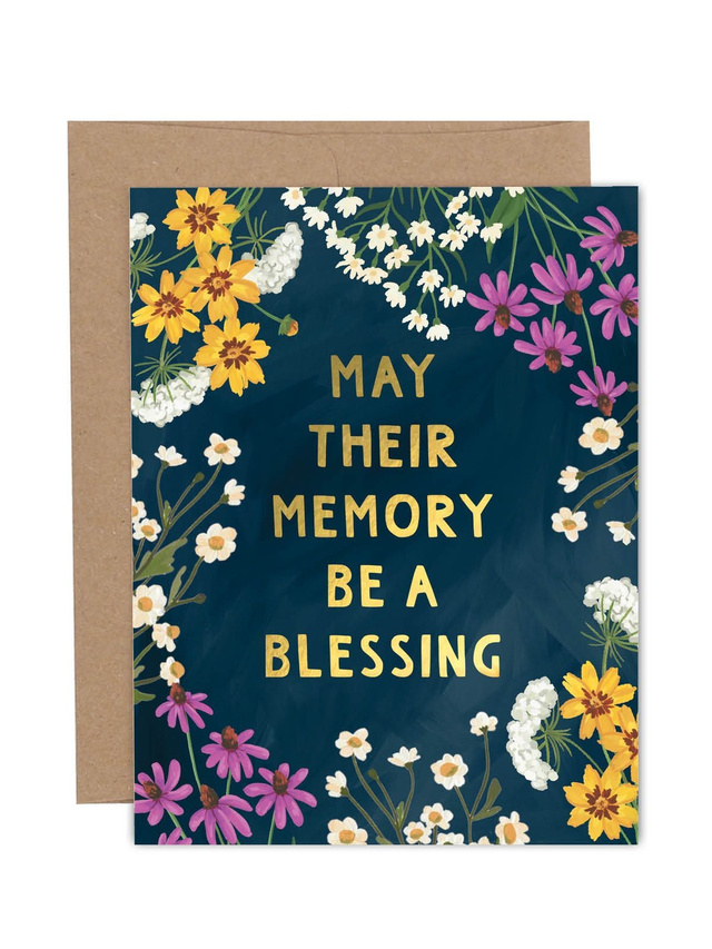 May Their Memory be a Blessing Floral Sympathy Greeting Card, 1 of 1