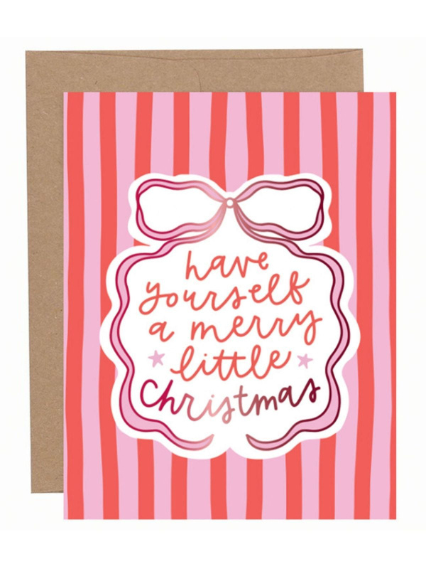 Merry Little Christmas Coquette Bow Holiday Greeting Card, 1 of 1