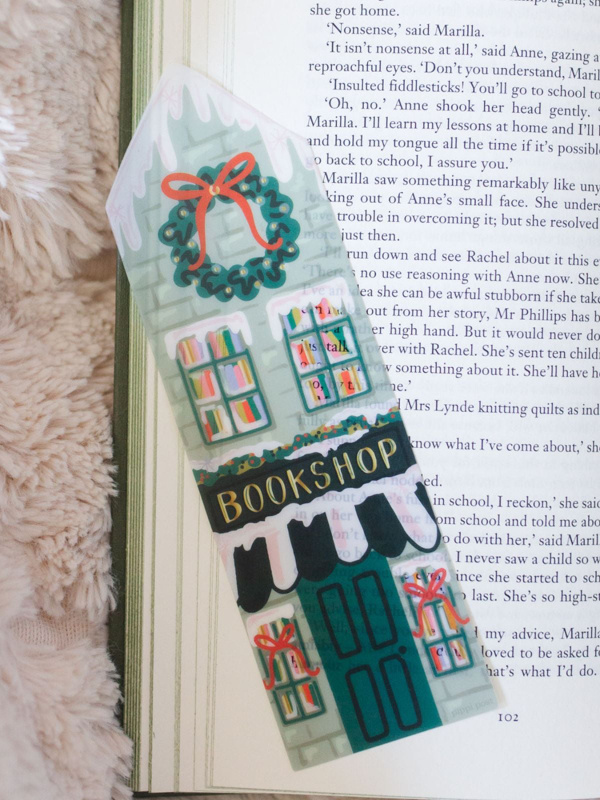 Holiday Bookshop Christmas Transparent Bookmark, 1 of 3