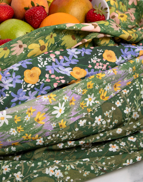 Painted Florals Kitchen Tea Towel Set, 3 of 5