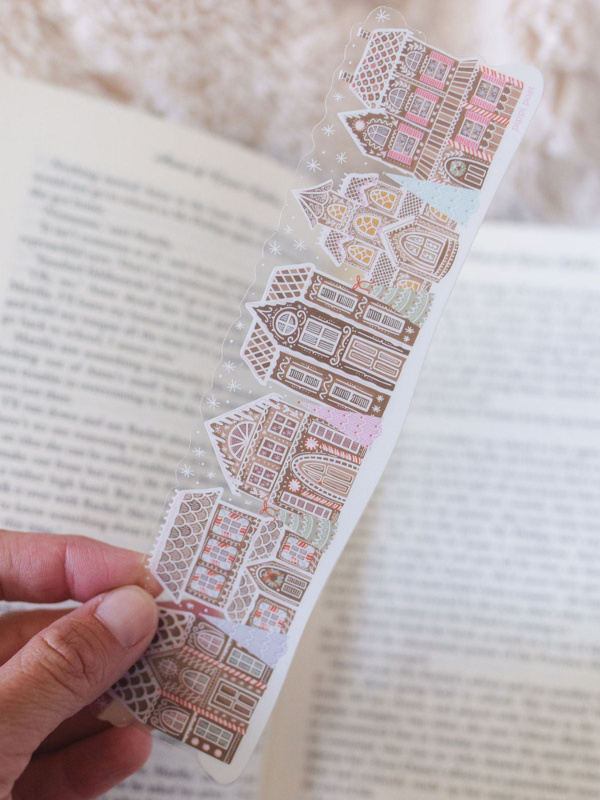 Gingerbread Village Christmas Transparent Bookmark, 2 of 4