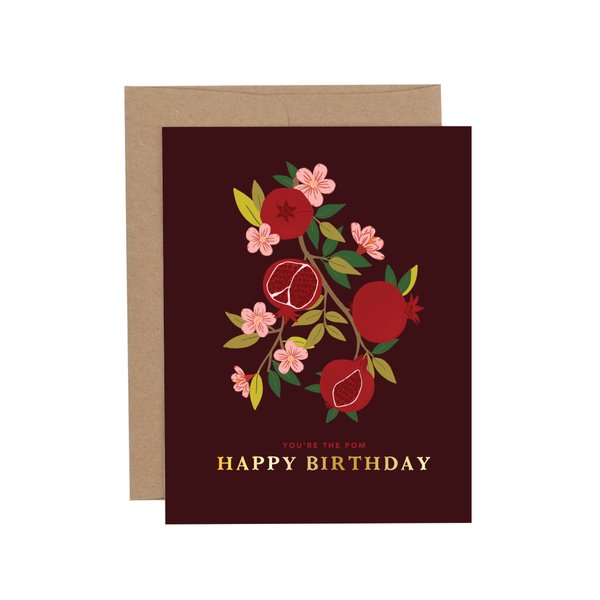 You're The Pom Birthday Pomegranate Greeting Card, 1 of 1