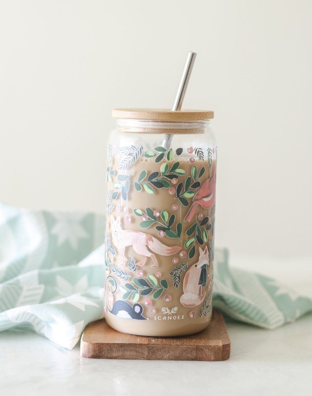 Woodland Animals 16oz Glass Can, 2 of 3