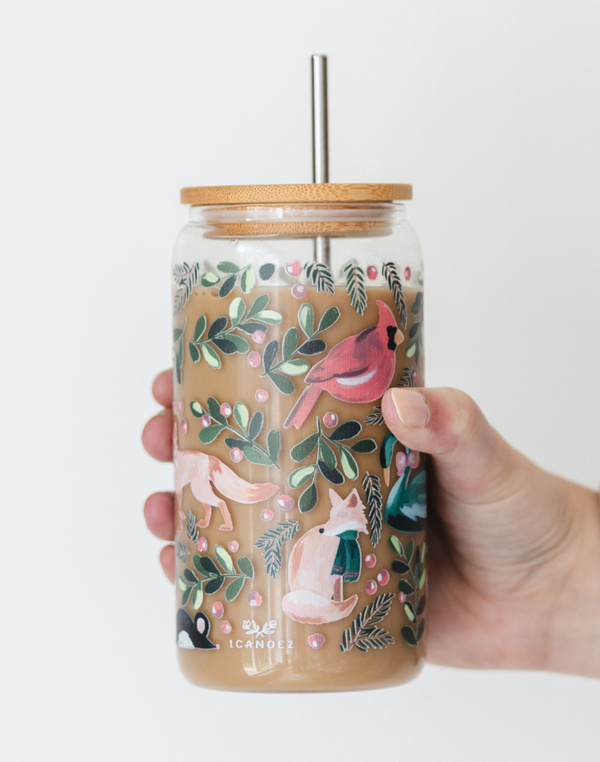 Woodland Animals 16oz Glass Can, 1 of 3
