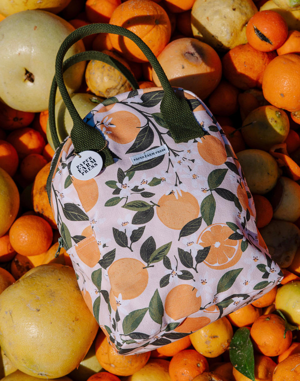 Orange Orchard Reusable Canvas Lunch Tote Bag, 1 of 10